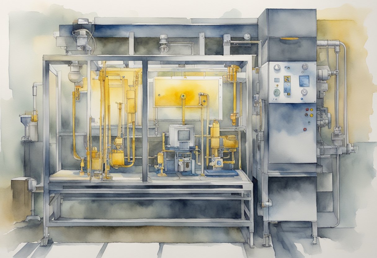 A machine with sensors collecting data for predictive maintenance