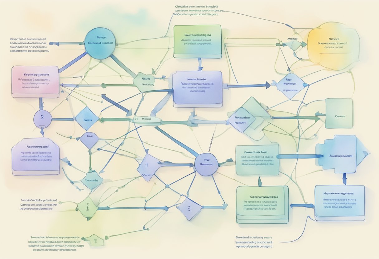 A flowchart showing the critical path analysis process, with interconnected nodes representing key loading sequences being identified and optimized