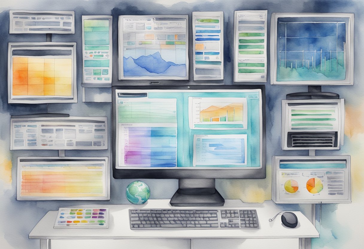 A computer screen displays proactive monitoring and AI-based anomaly detection technologies and tools