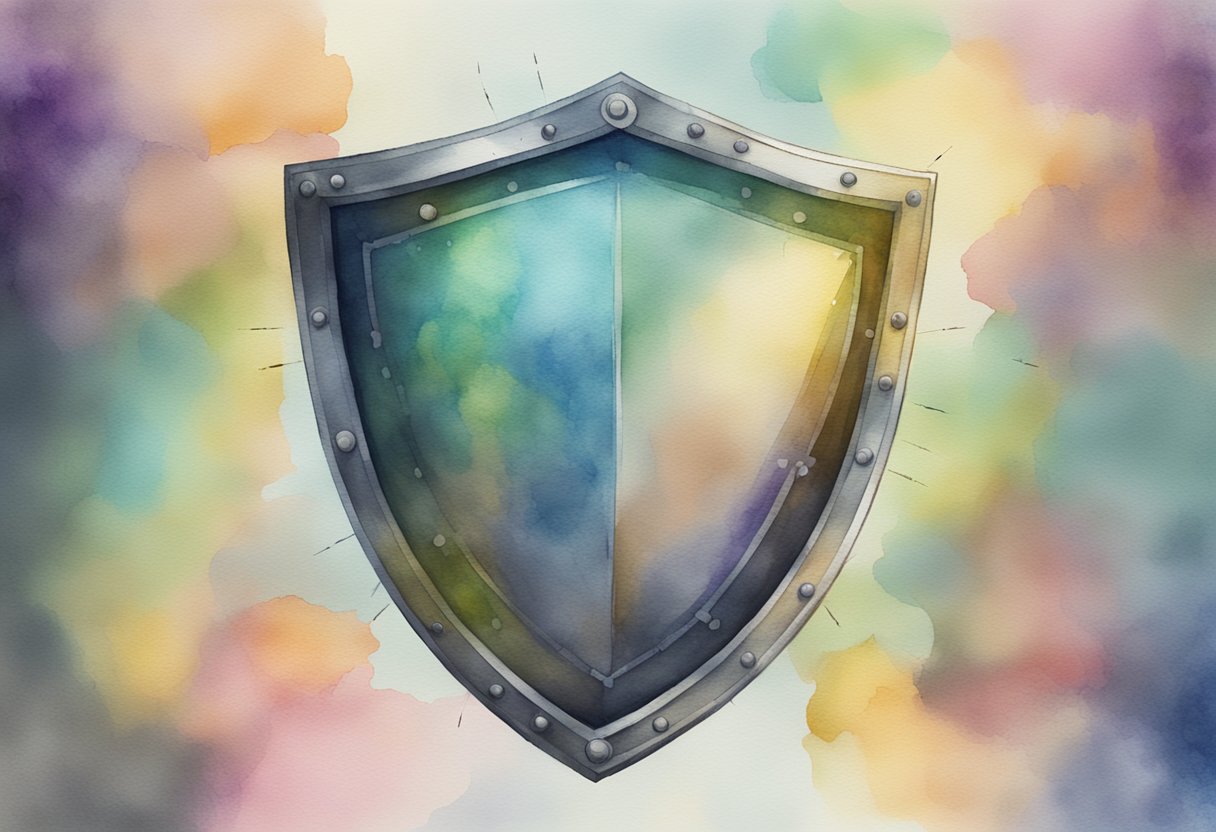 A shield protecting against XSS attacks, with a barrier blocking malicious code