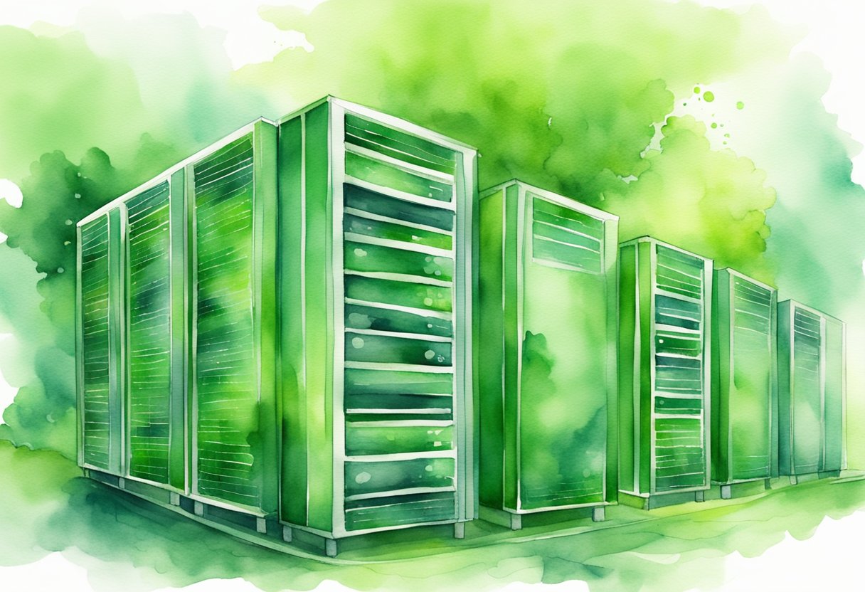 Green web hosting: Sustainable technologies and operations. Environmentally friendly servers and infrastructure. No humans or body parts